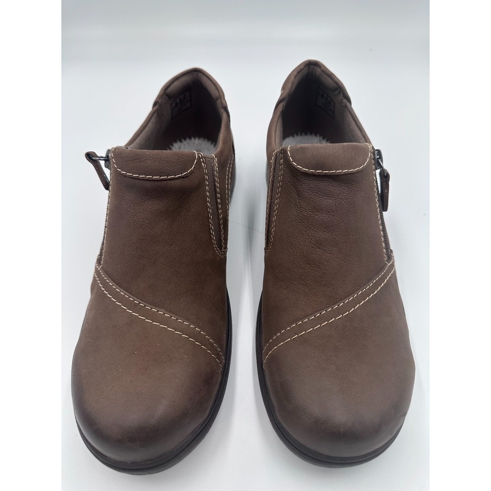 Clarks Carleigh Ray Womens 10M Brown Leather Side Zip Orthotic Shoes